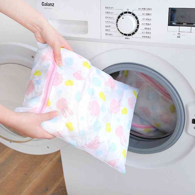 Foldable Nylon Laundry Bag, Bra Socks Washing Machine