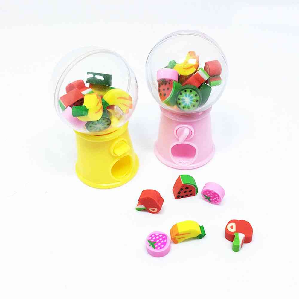 Fruit Animal Eraser- Gashapon Machine, Mini Rubber
