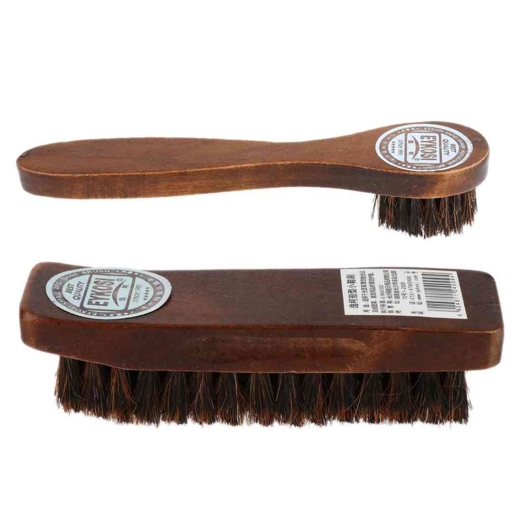 Long Wood Handle Horse Hair Shoe Boot Polish Shine Cleaning Brush