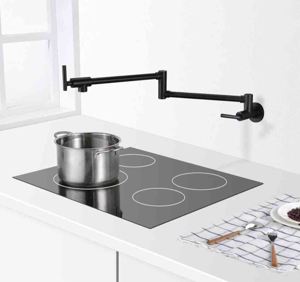 Brass Pot Filler Tap Wall Mounted Kitchen Sink Faucet Black Single Cold Taps