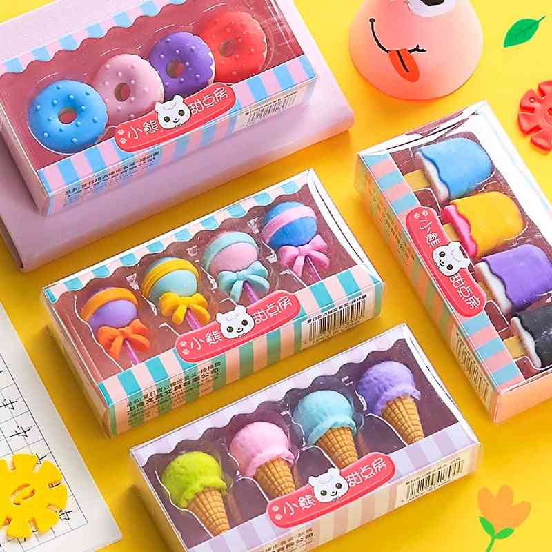 Yummy Dessert Mini Lollipop Icecream Popsicle Donuts  Erasers Set