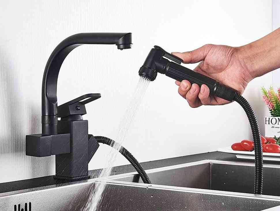 Kitchen Faucets Dual Spout Pull Out Tap With Kitchen Water Taps
