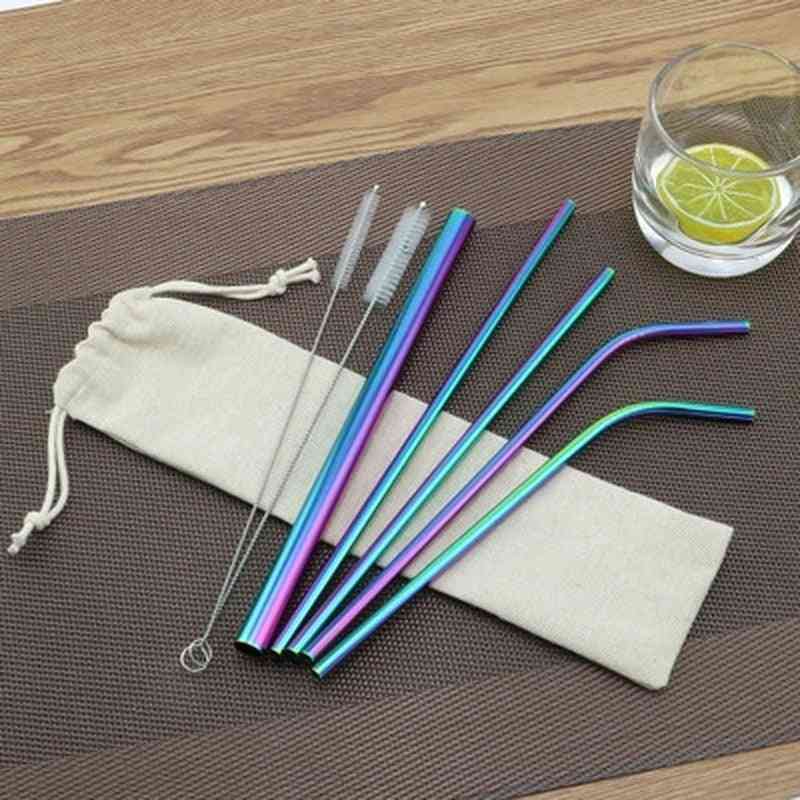 Stainless Steel Metal Straw With Cleaner Brush For Mugs
