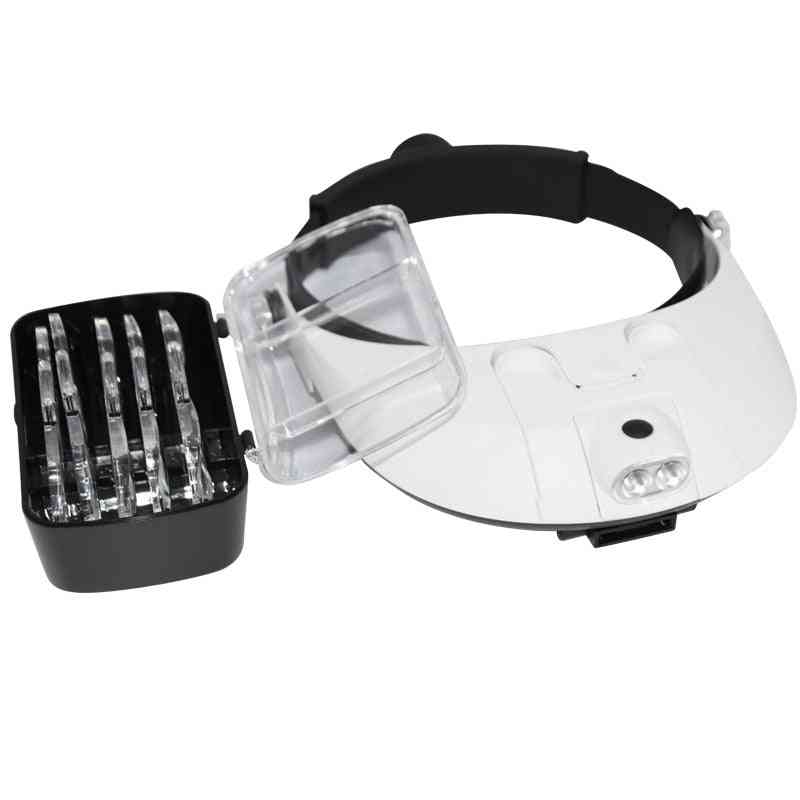Headband Magnifying Glass With Led Lamp Magnifier For Beekeeping Equipment 1.0-6.0x Multiple Magnification Mirror With 5 Lens
