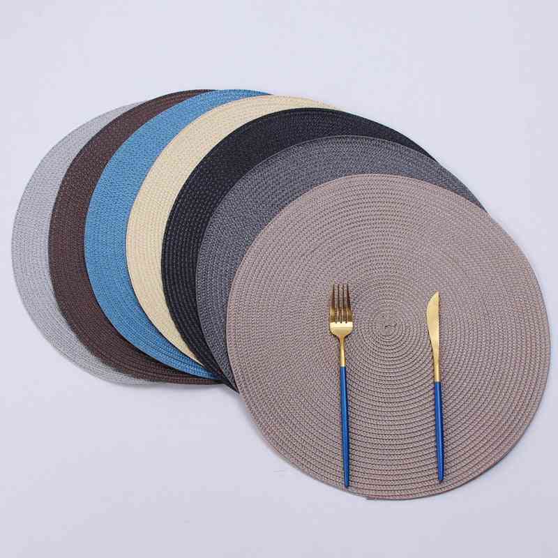 Round Woven Placemats, Pp Waterproof Dining Table Mat