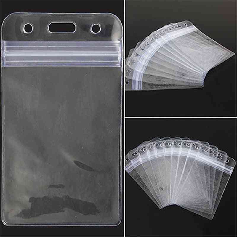 Waterproof Vertical Transparent Pvc Plastic Clear Zipper Id Card Holder