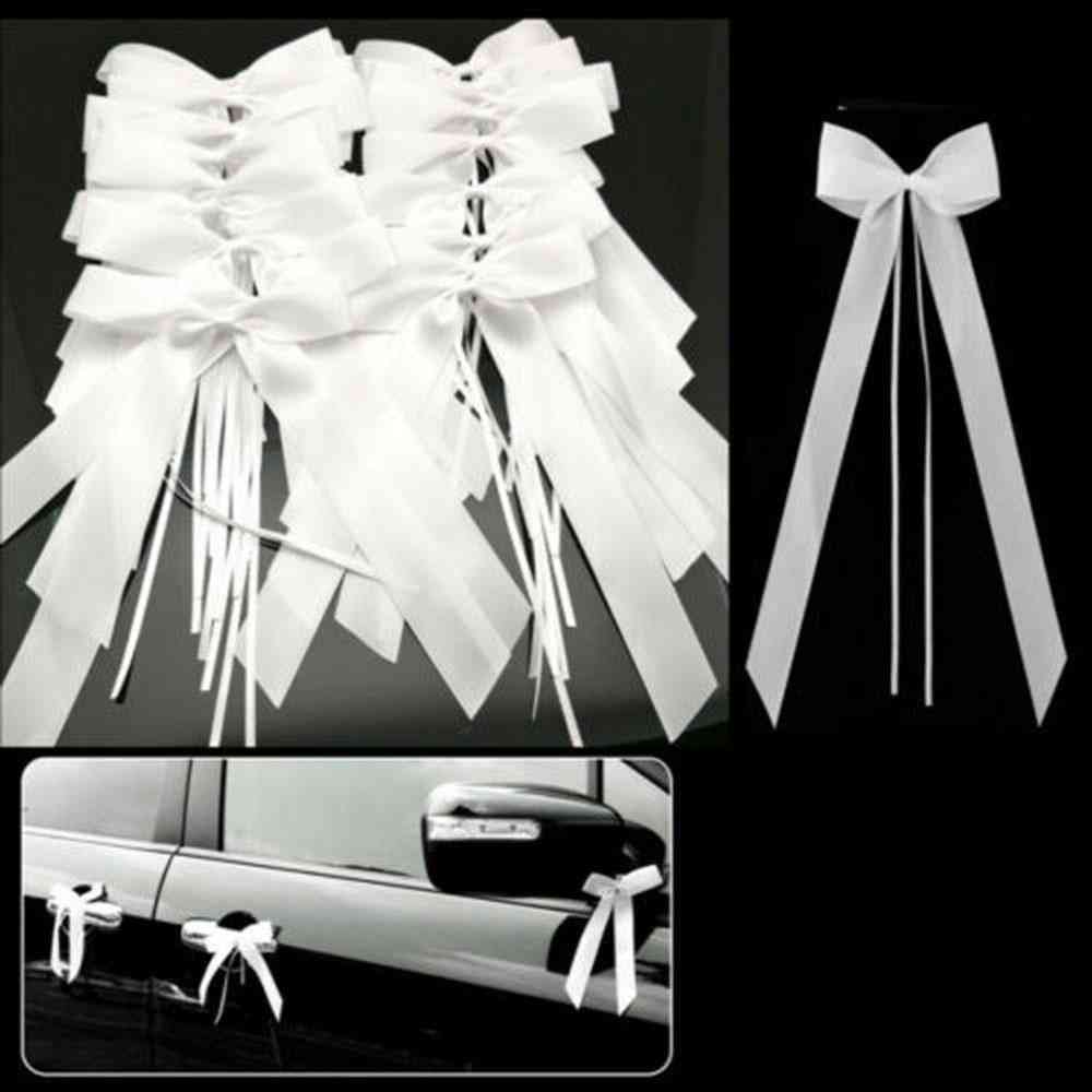 Hvide bryllupsbil dekoration bånd buer