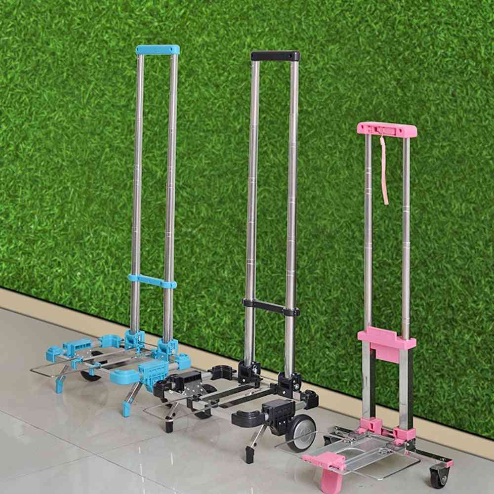 A4 Paper Large, Luggage Cart With Wheels Folding Hand, Stainless Steel Cart