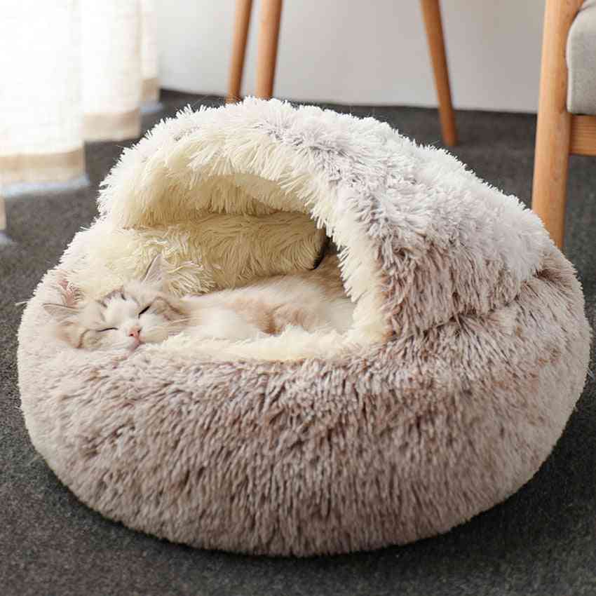 Cat Warm House, Soft Long Plush Pet Dog Bed