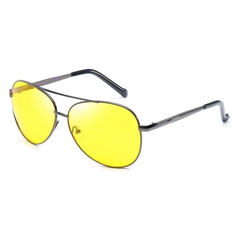 Metal Frames Yellow Lenses Classic Night Vision Glasses Discoloration Sunglasses For Drivers