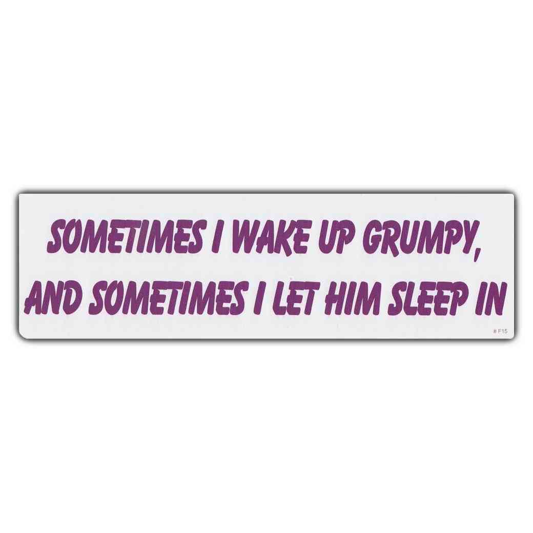 Bumper Sticker -sometimes I Wake Up Grumpy, And I Let Him Sleep In
