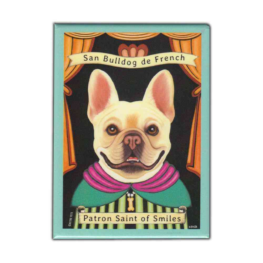 Magnete, magnete da frigorifero, serie di cani del santo patrono, bulldog francese