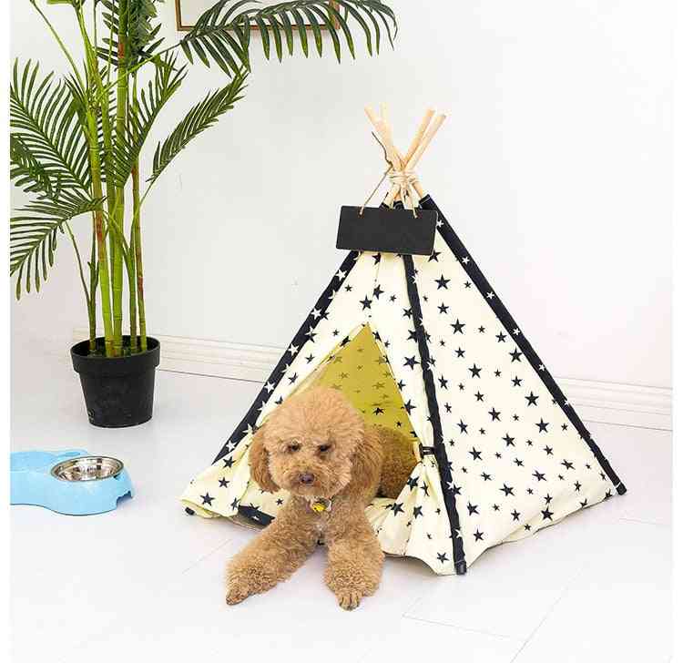 Maison de chien de tente pour animaux de compagnie en lin portable