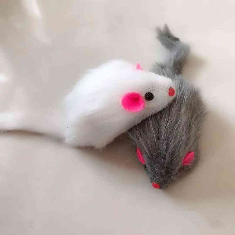Soft Long-haired, Tail Mice With Sound Rattling, Rabbit Fur, Sound Squeaky Toy