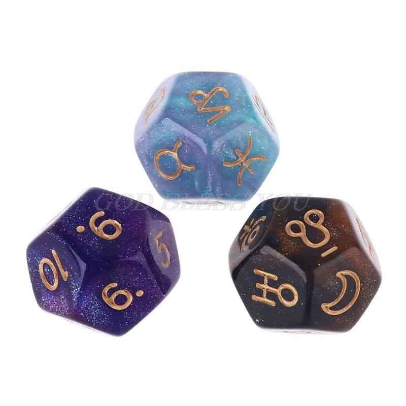 Dichromatic Polyhedral Astrology Dices For Constellation Divination Board Games