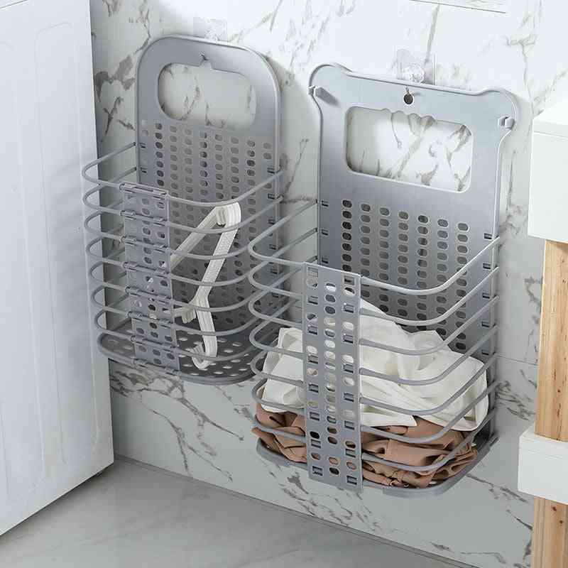 Plastic Dirty Laundry Basket With 2 No Drilling Hooks