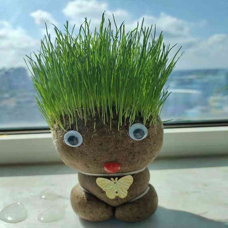 Pots Grass- Head Doll, Grow Bag
