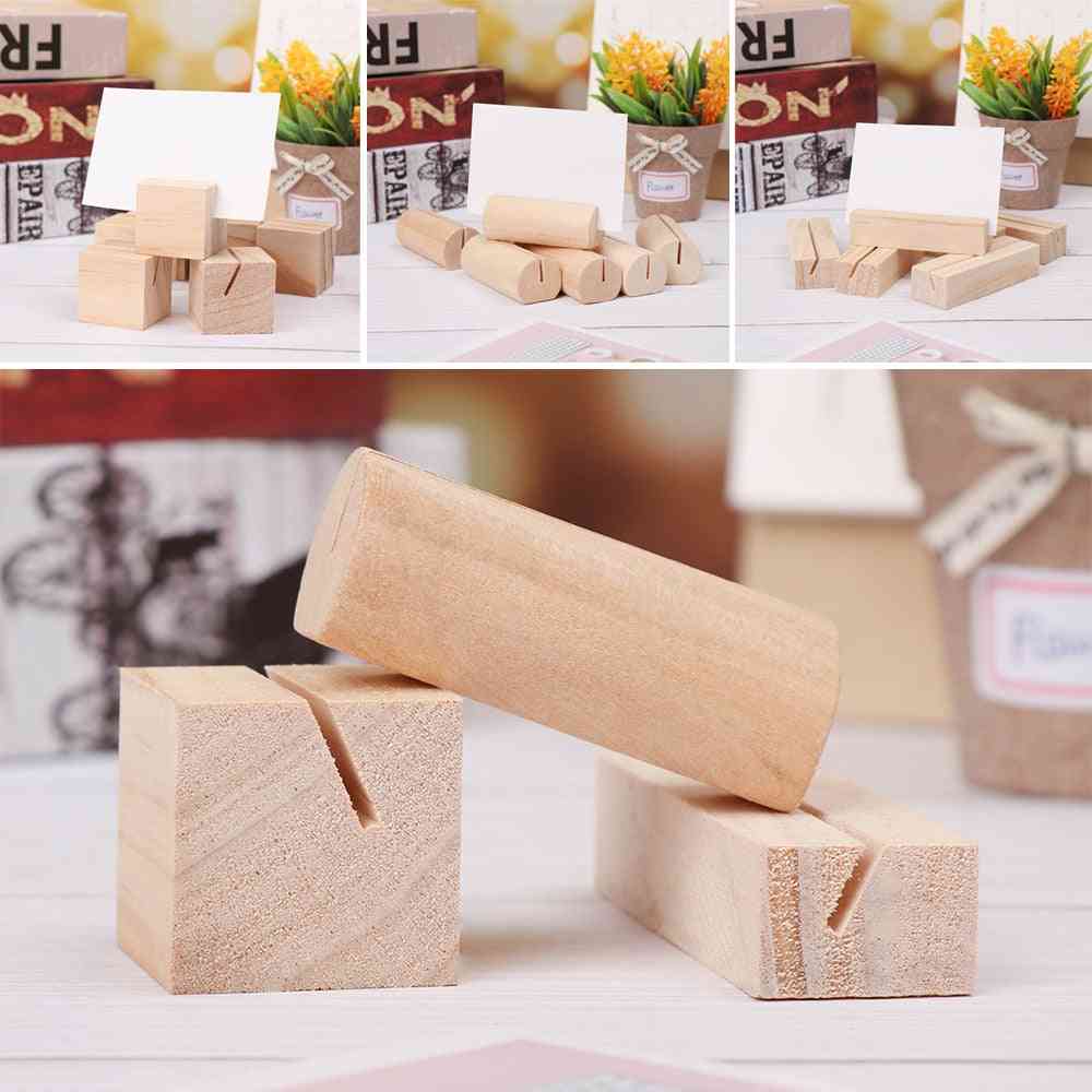 Desk Card Natural Wooden Notes Clips, Photo Holder Clamps Stand