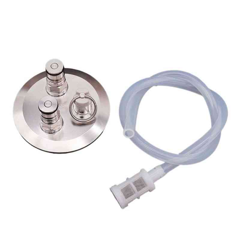 Ball Lock Convert Lid With Gas / Beer Post Silicone Hose