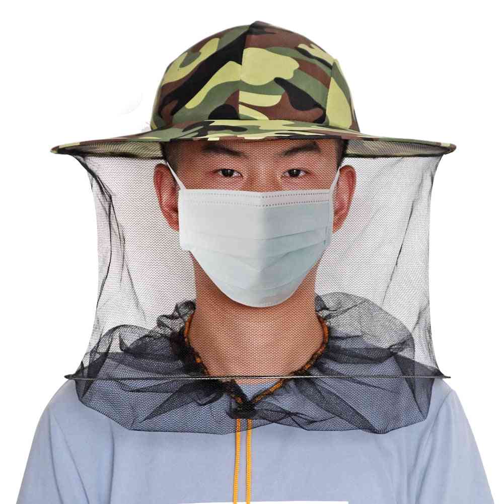 Two-layer Head Top Camouflage Hat-veil Combo Anti  Bee Hat Bug Mesh Mask