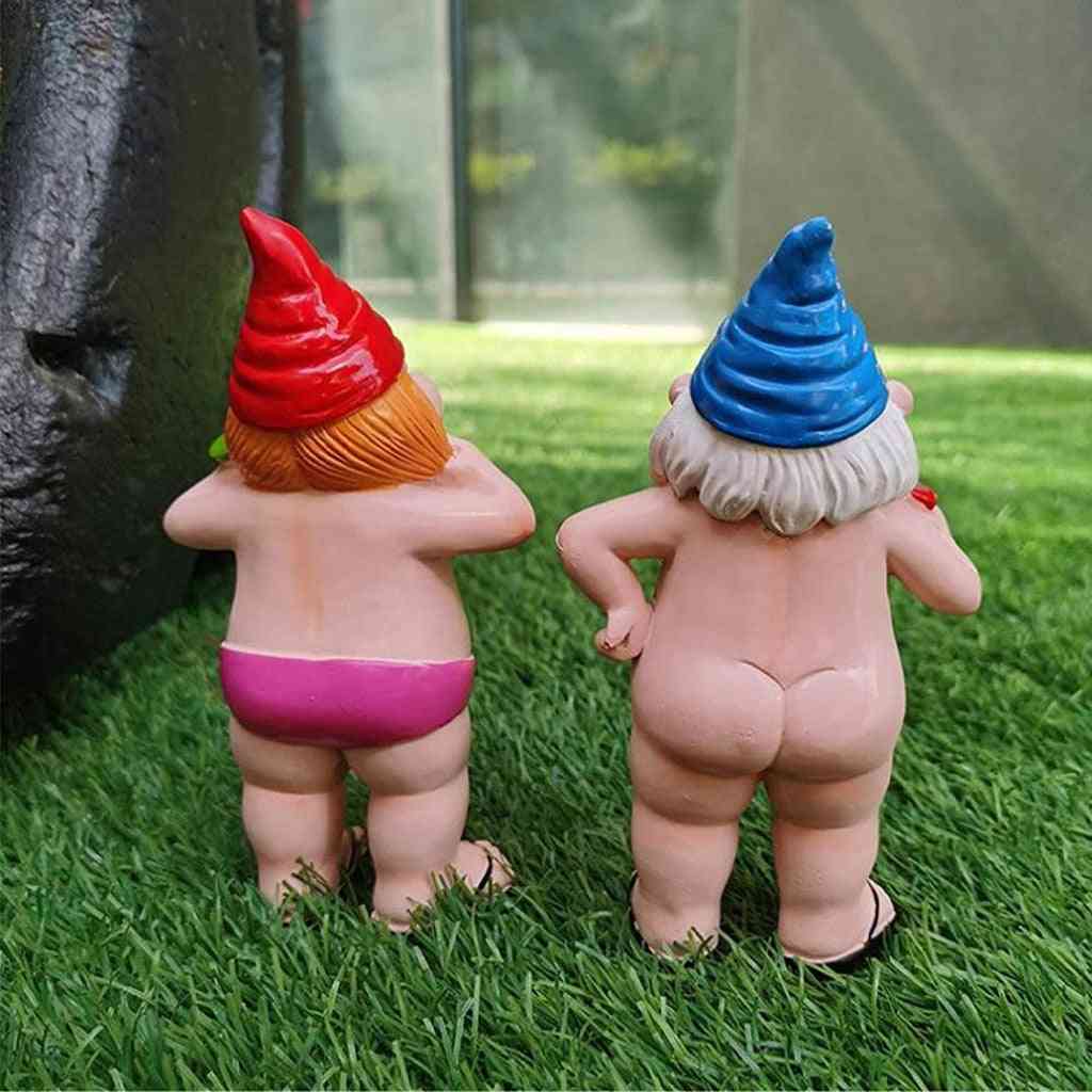 Naughty Garden Naked Gnome Statue