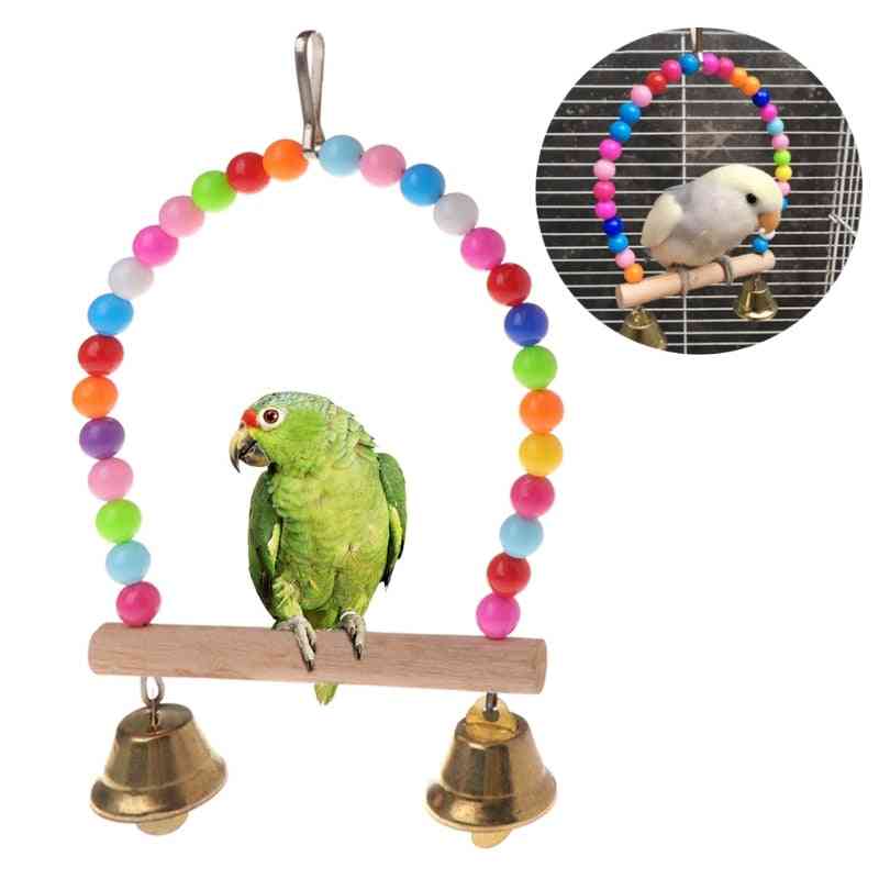 Natural Wooden Birds Perch Parrots Hanging Swing Cage