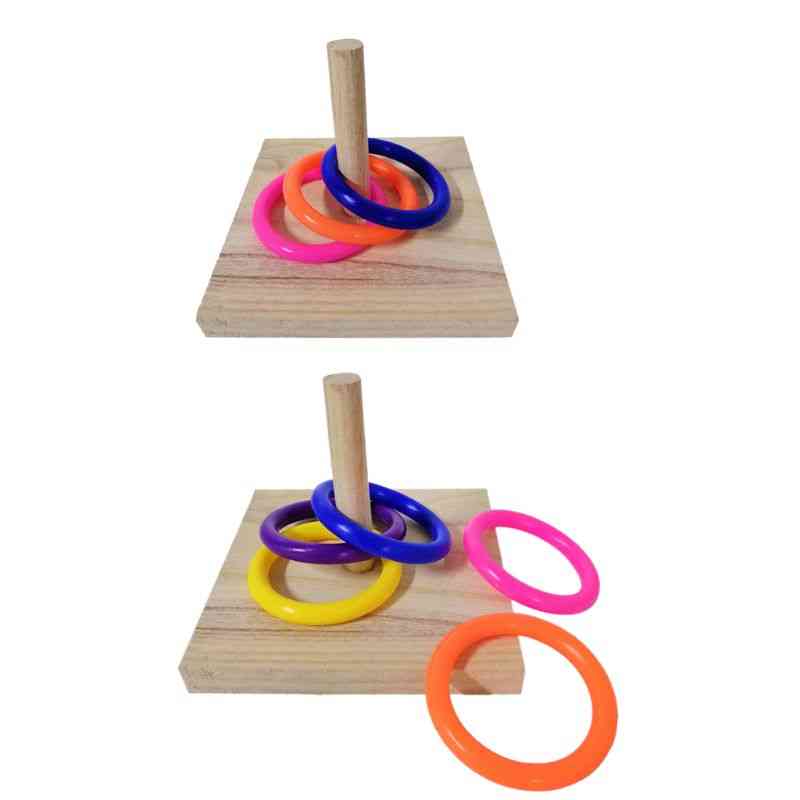 Bird Wooden Platform Plastic Ring Training Chew Puzzle Toy