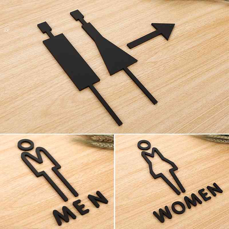 Män kvinnor 3d kreativ skyltnummer akryl toalettskylt