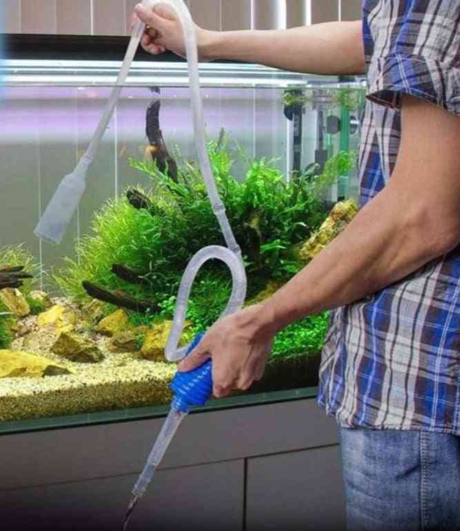 Aquarium Siphon Fish Tank Syphon Vacuum Cleaner With Long Suction Pipe