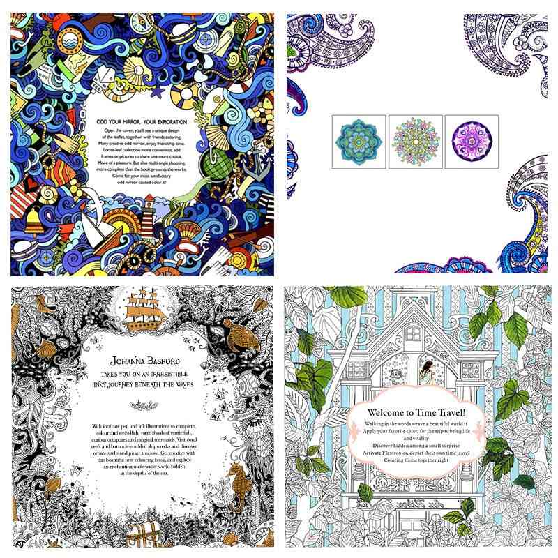 English Version Lost Ocean Time Travel Coloring Book, Mandalas Flower For Adult, Relieve Stress, Drawing Art Books
