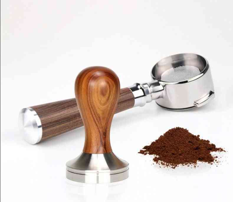 Stainless Steel- Solid Wood Tamper, Coffee Powder Handle