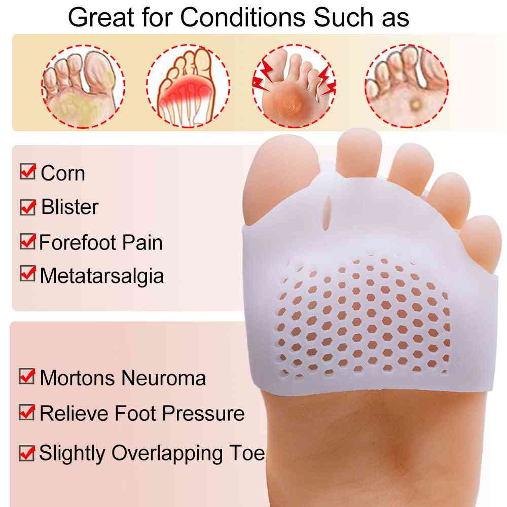 Soft Silicone Foot Cushions, Forefoot Pads For Feet, Callus Blisters Corn, Pain Relief, Reusable, Non-slip Toe Separators