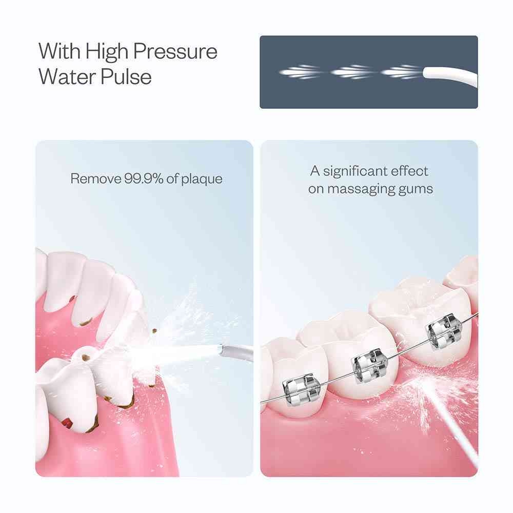 Water Flosser Cordless Dental Oral Irrigator, Waterproof Cleanable Tank For Home, Travel, Teeth Braces
