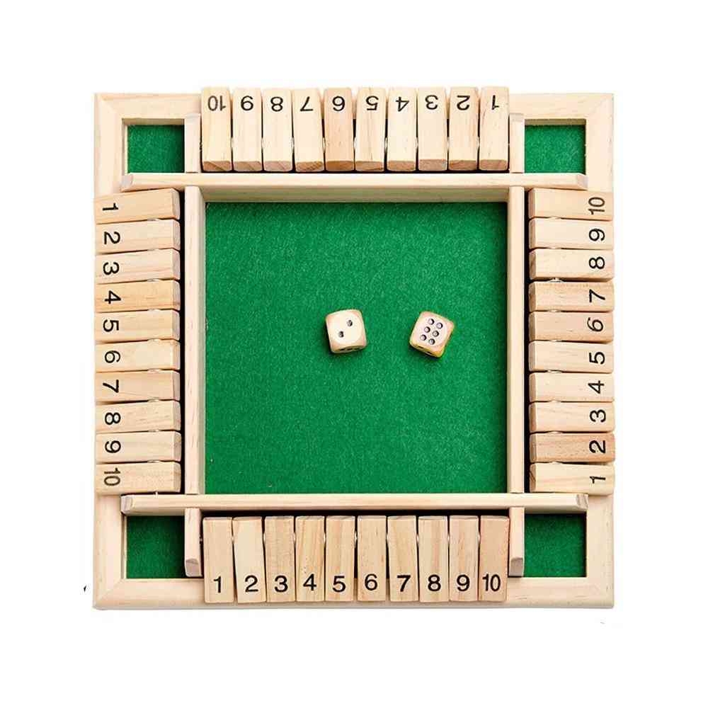 Four Sided Wooden 10 Number Pub Bar Board Dice Game For Family Fun Games