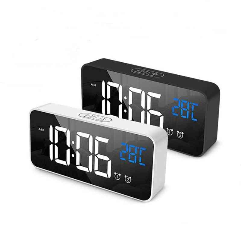 Led Digital Clock 2 Alarms Voice Control Snooze Temperature Display