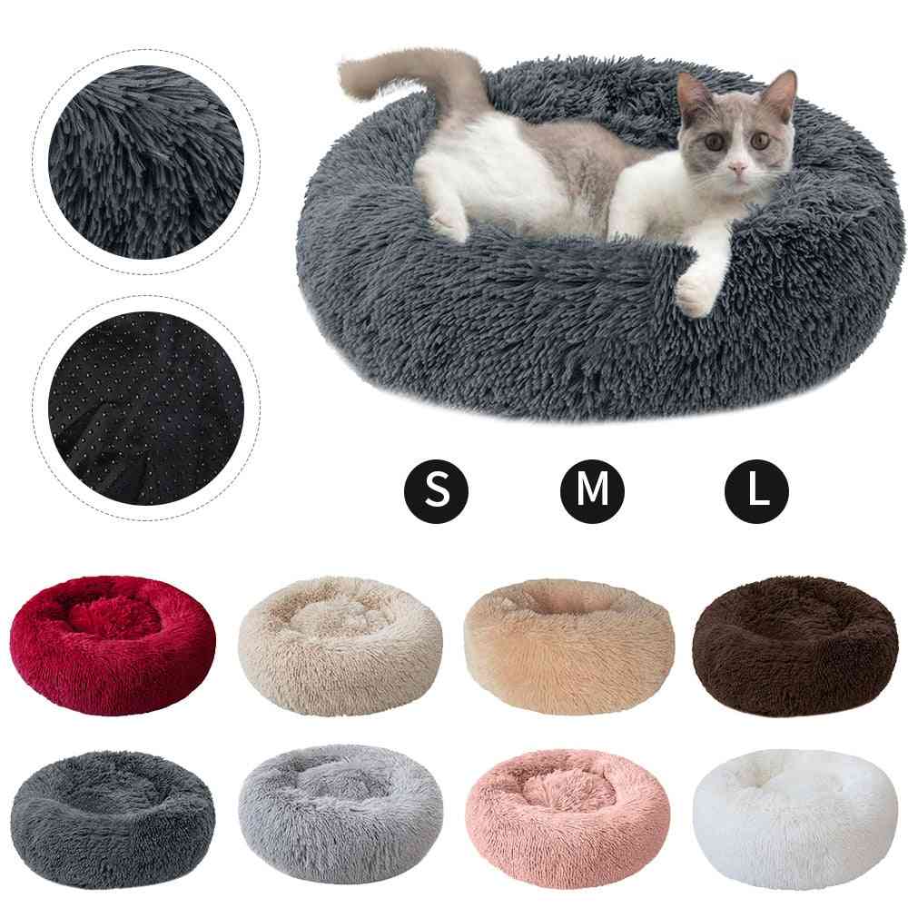 Háziállat kutya ágy macska mosható hordozható kerek lélegző nyugágy kanapé macska kutyákhoz szuper puha plüss párnák kutya meleg alvó takaró
