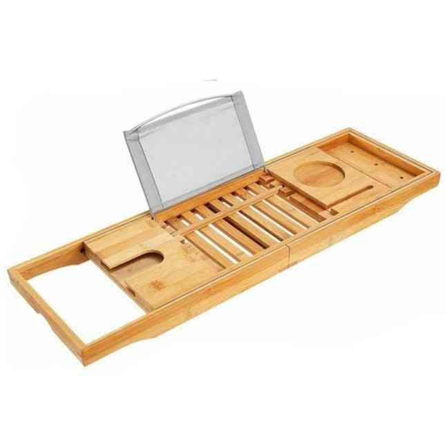 Extendable Bamboo Bath Caddy Adjustable Home Spa Wooden Tray