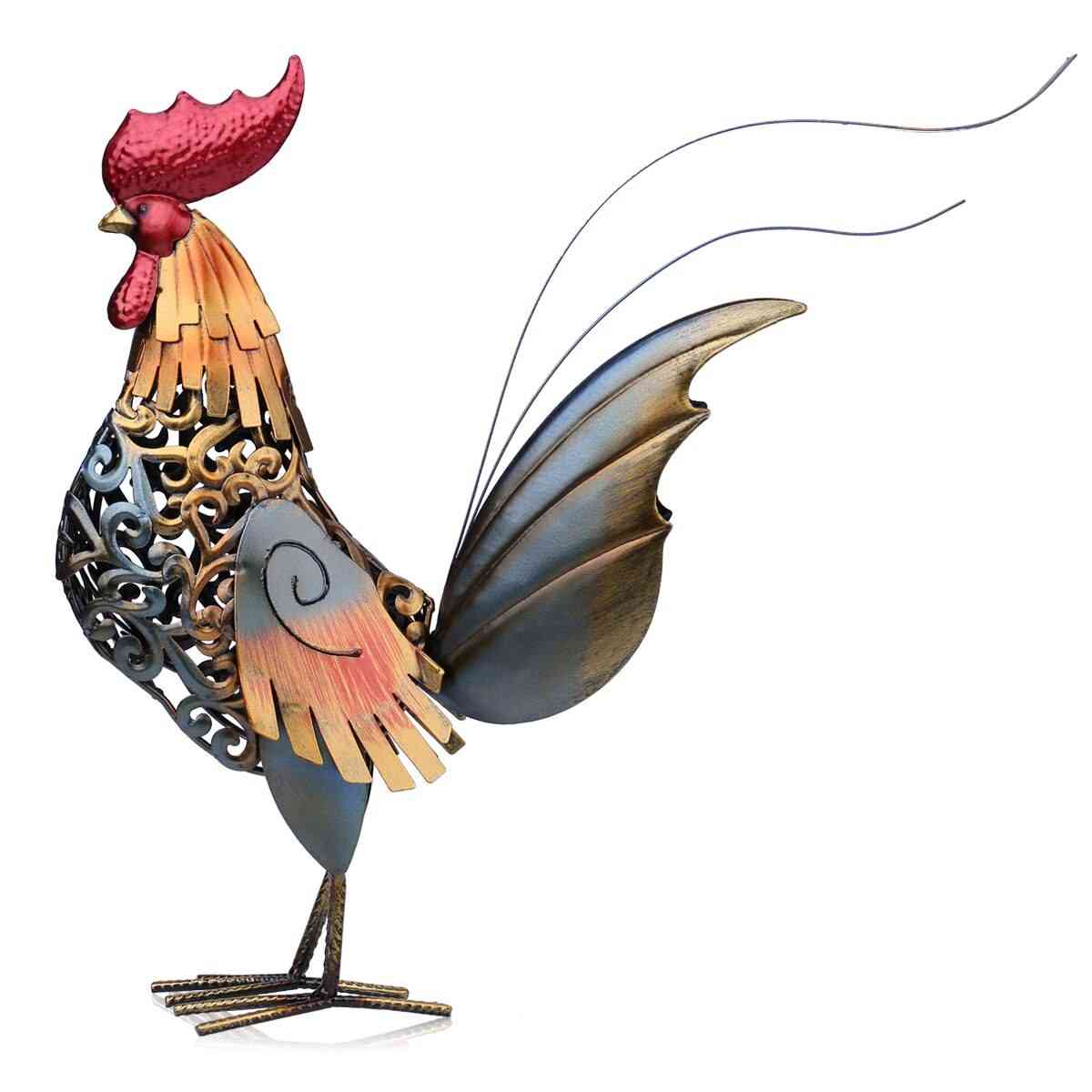 Metal Figurine Rooster Home Decoration
