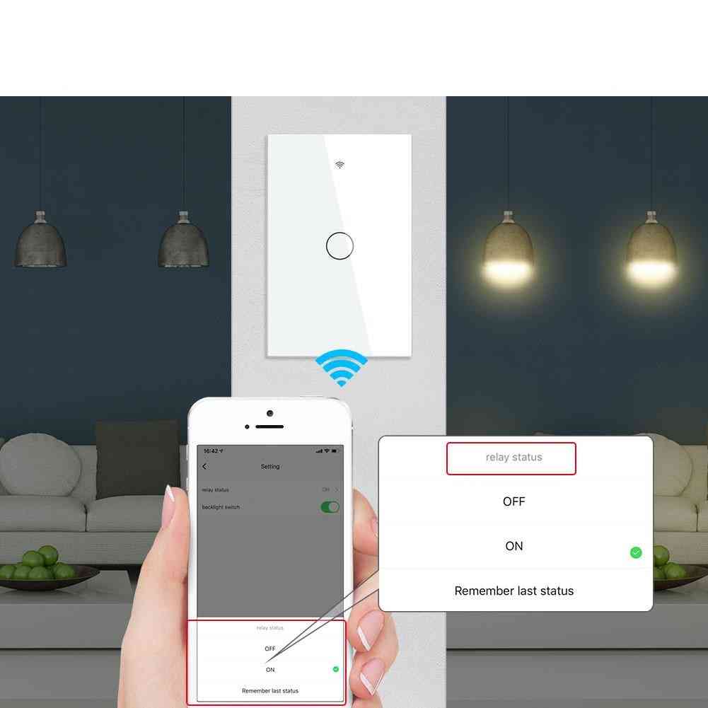 Wifi Smart Light Switch Wire Single Fire Smart Life App Control Works