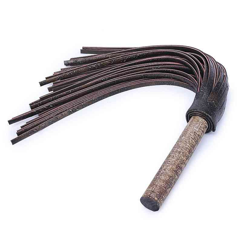 Cow Leather Whip Ancient Wooden Round Handle
