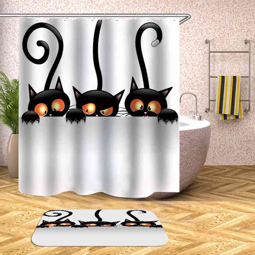 Cartoon Animals Shower Waterproof Bath Curtains