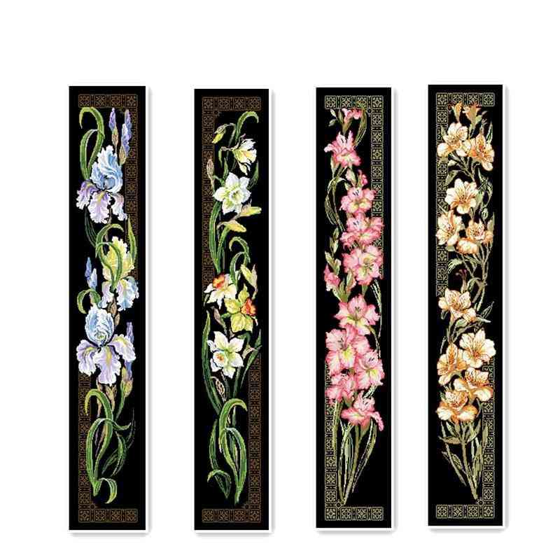 Orchid Cross Stitch Package Flower Aida Black Cloth People Kit