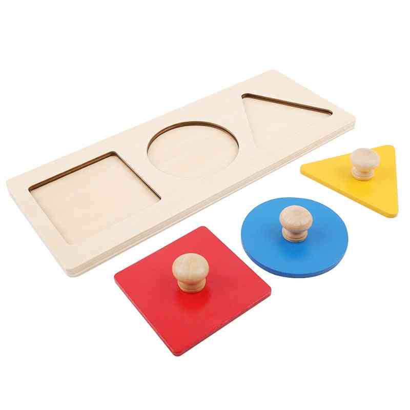 Wooden Geometric Puzzle Board, Jigsaw Stacker Toddler