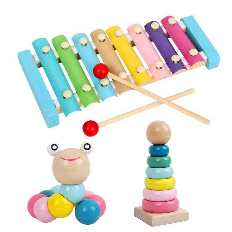 Puzzles Colorful Wooden Worm Kids Learning  Fingers Game
