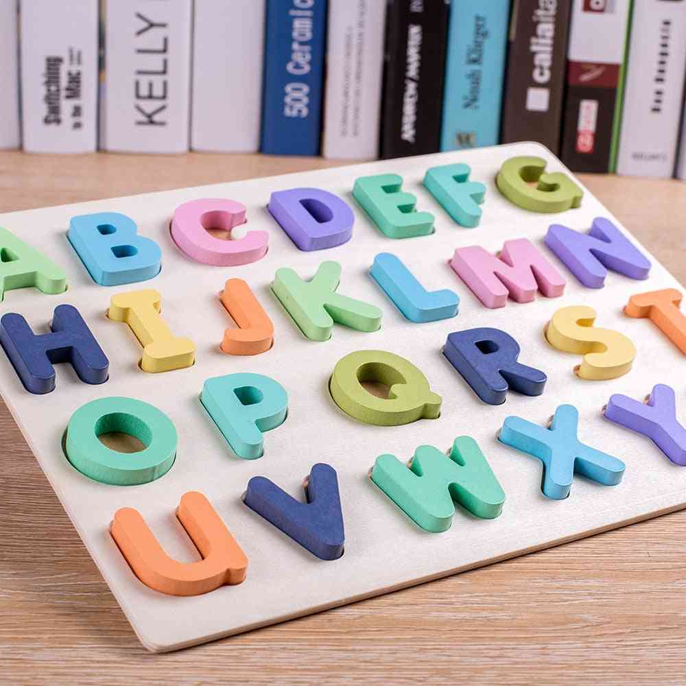 Wooden Numbers Letters Alphabet Shape 3d Grab Board Puzzle