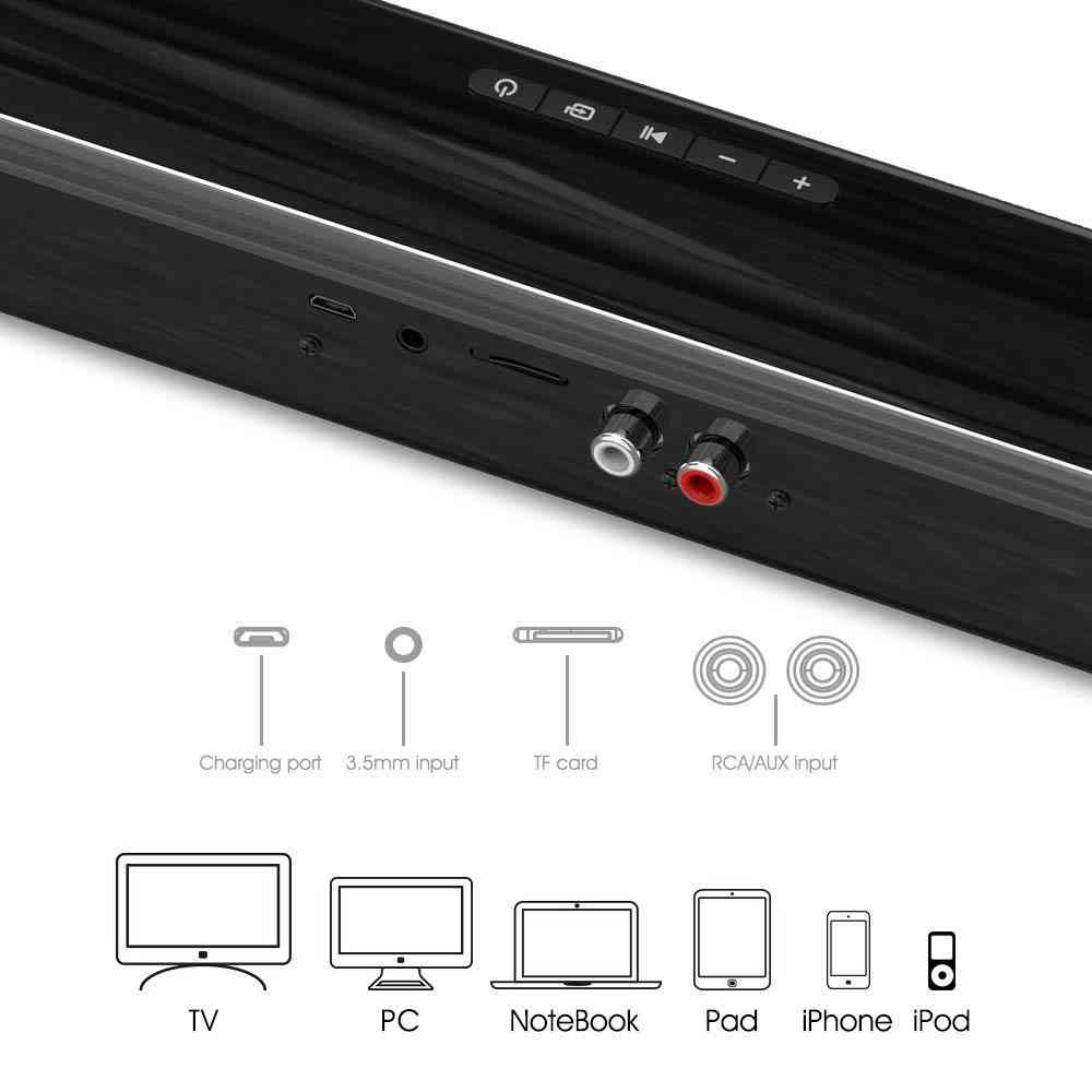 2.0 Channel Wired & Wireless Bluetooth Soundbar, 22-inch Speaker For Tv