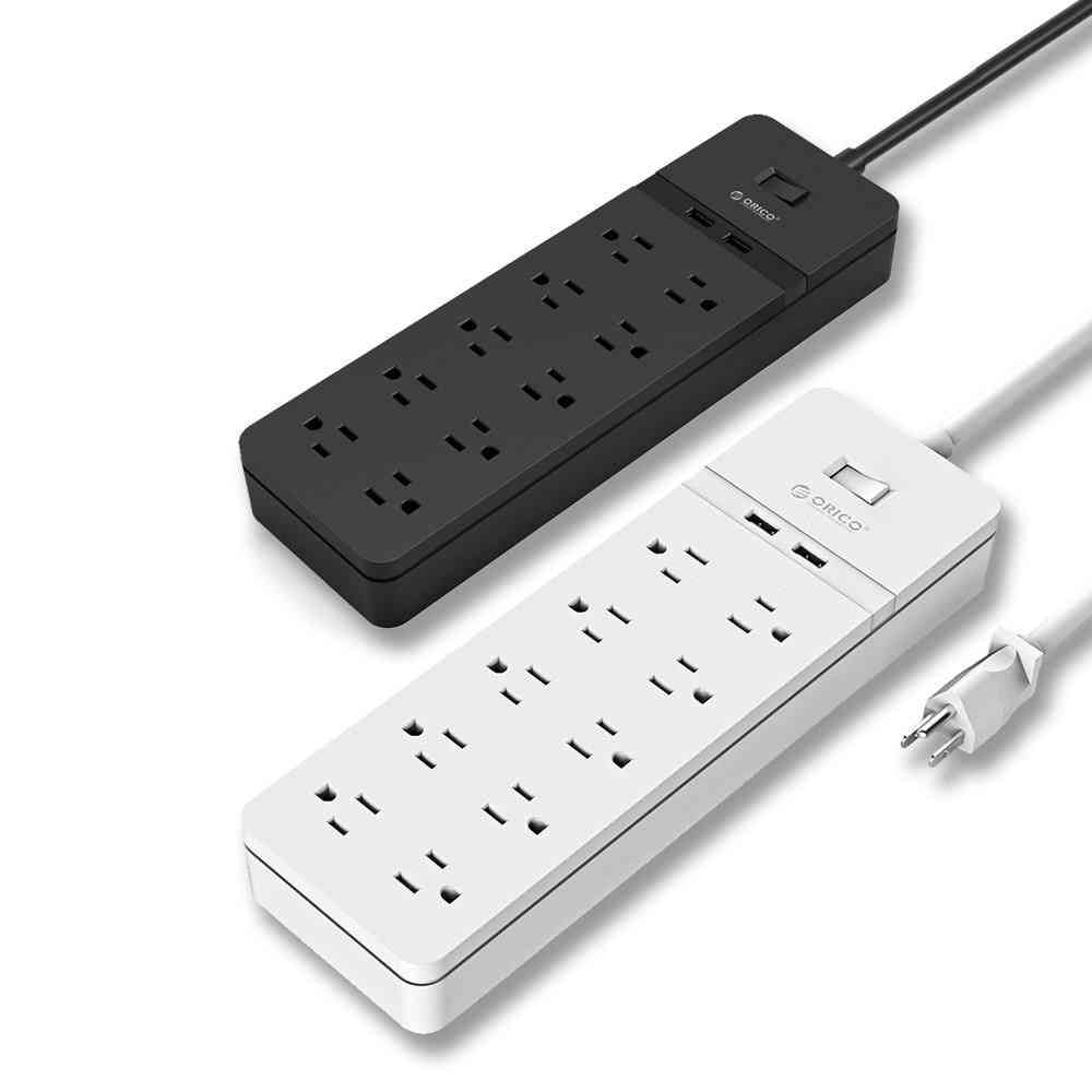 Us Plug Electrical Socket Power Strip 8ac Outlets 2 Usb Ports With Usb