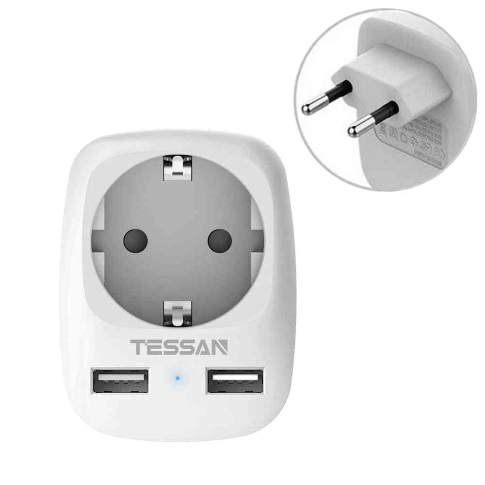 Usb Socket Adapter, Socket (4000w) With 2 Usb Connections (2.4a) Double Plugs