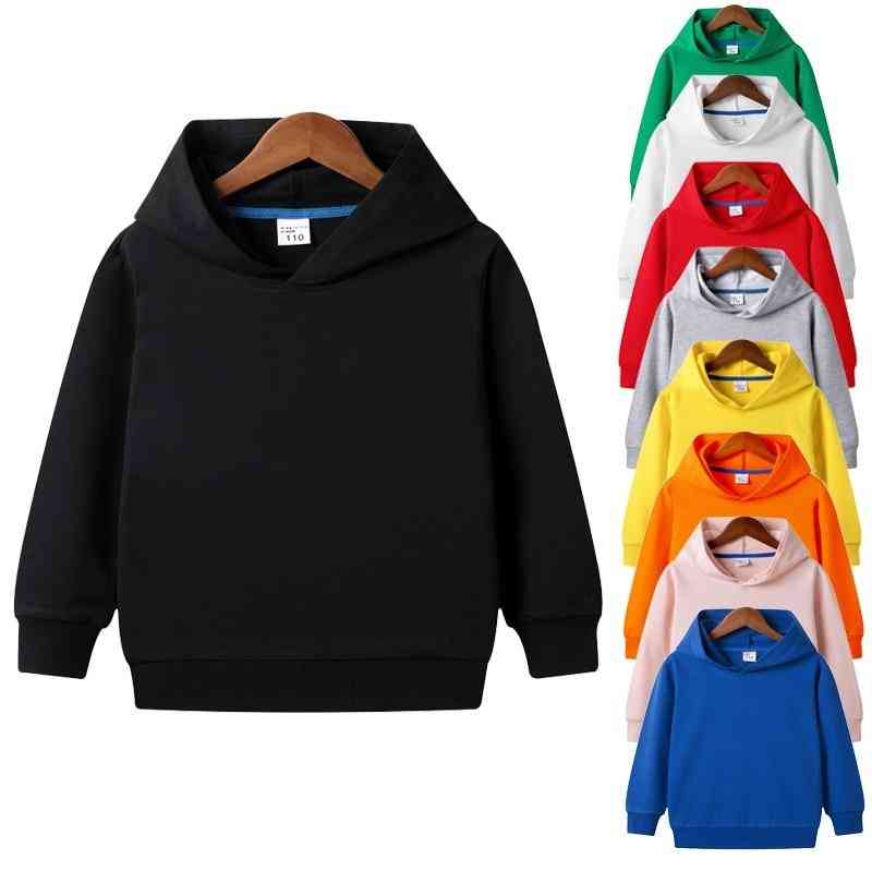 Solid Plain Hoodie Sweatshirt Tops - 2
