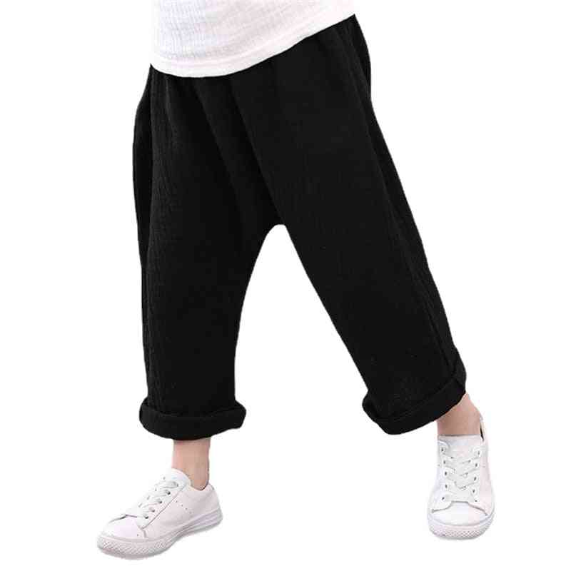 Trousers Casual Harem Pants Solid Color Linen Pleated